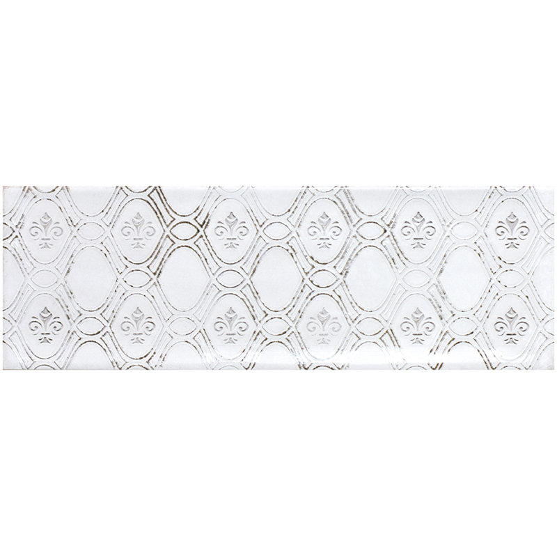 Paris 4" x 12" Patterned Subway Tile, White