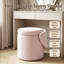 Tabouret de coiffeuse moderne en velours rose avec rangement et dossier pliable - Fauteuil de maquillage rembourré pour chambre à coucher et salon