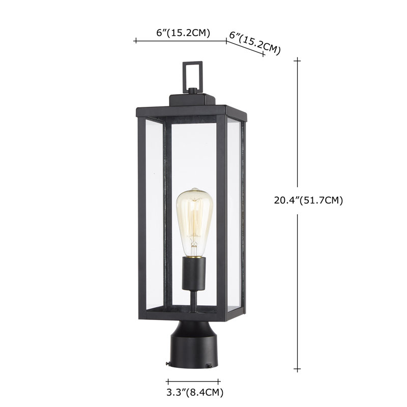 Luminaire sur mât câblé noir Eddysville, H 20,4 po x l 6 po x P 6 po