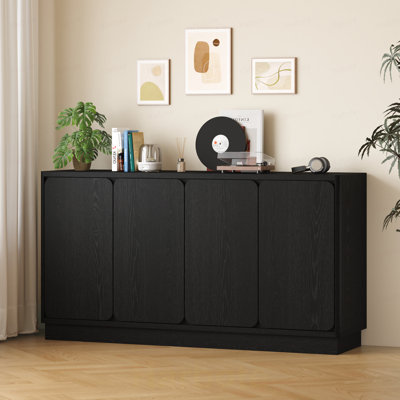 Buffet à 4 portes, armoire de rangement en panneau de particules avec tablettes réglables, large armoire de rangement pour la salle à manger, la cuisine, le salon et le vestibule
