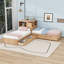 Lit plateforme simple et simple en bois avec lit gigogne, tablettes et 2 tiroirs-127888714
