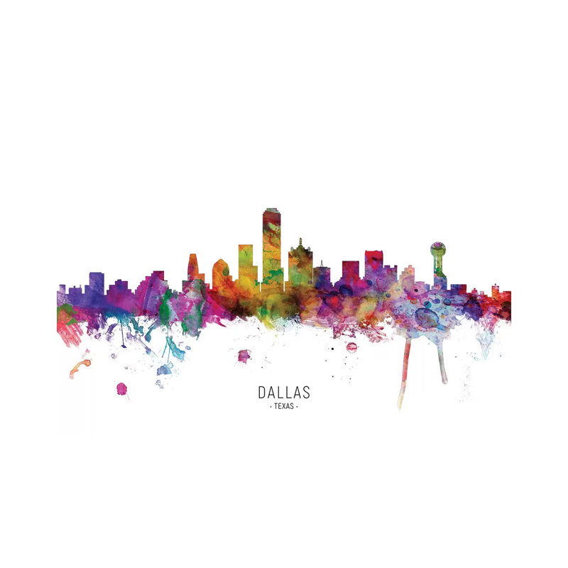 Dallas Texas Skyline by Michael Tompsett - 1 Piece Wrapped Canvas Painting, 45.72cm H x 66.04cm W x 1.91cm D
