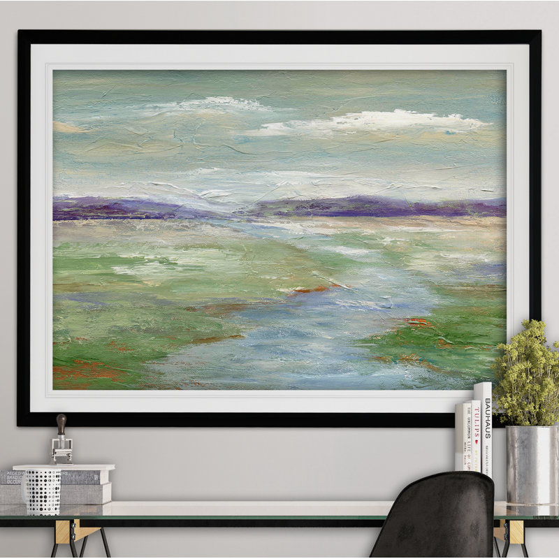 « pré stream i », reproduction de peinture à l’acrylique encadrée, H 30 po x l 40 po x P 1,5 po, Noir