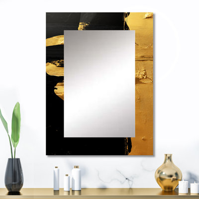 Gold Black Japanese sign Calligraphy II - Japan Wall Mirror, Traditional Decorative Mirror, Printed Metal Art