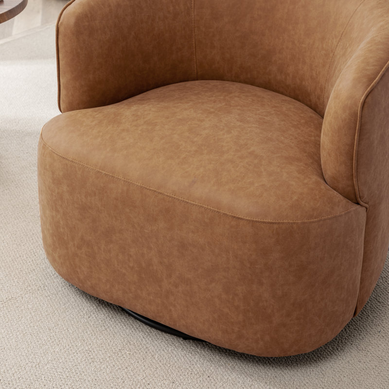 Fauteuil demi-tonneau pivotant de 32 po Tybias, Brun