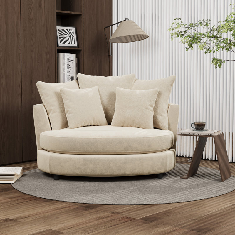 Fauteuil de lecture moderne avec housse de 55,1 po avec 5 coussins, Blé