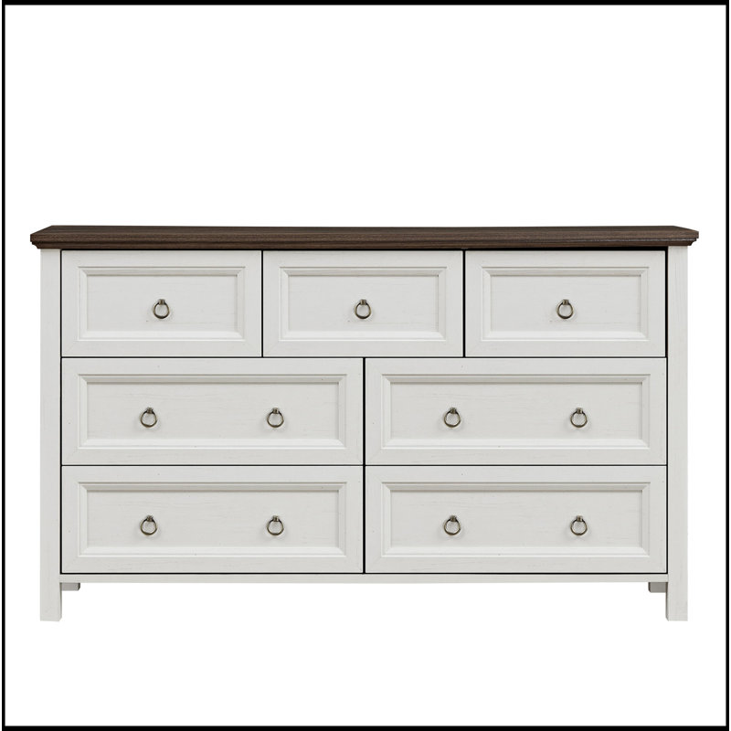 Commode 7 tiroirs Farmhouse pour chambre à coucher, meuble télé rustique en bois pour commode, rangement pour commode pour chambre à coucher, salon, couloir