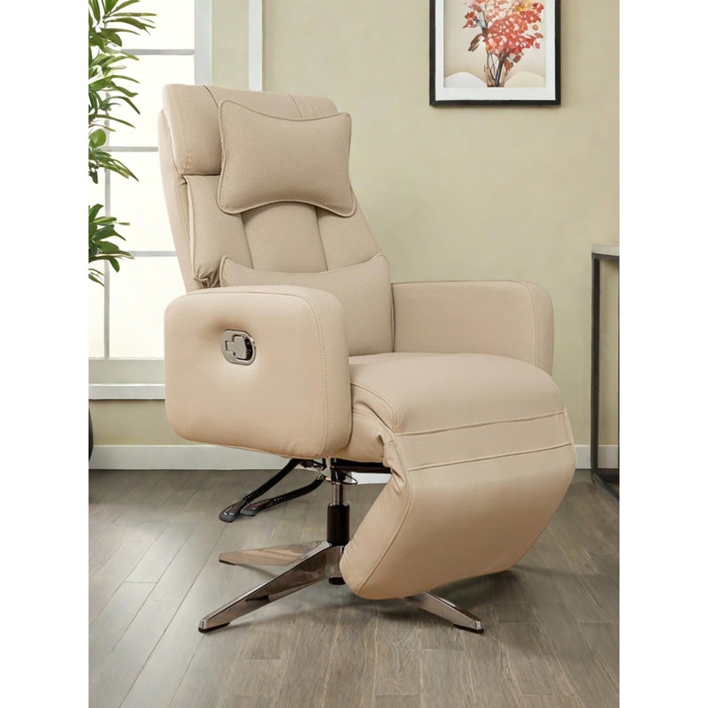 Fauteuil inclinable pivotant en cuir de qualité supérieure avec appui-tête et soutien lombaire