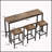 Keiera Modern Design Kitchen Dining Table, Pub Table, Long Dining Table Set with 3 Stools-1480763559-1480763558