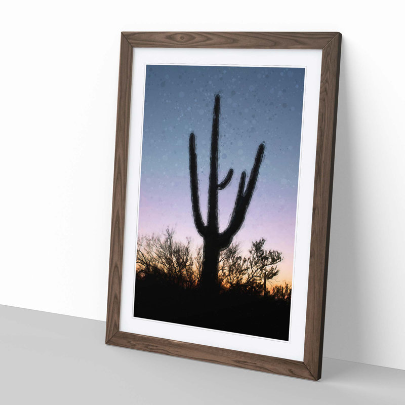 Saguaro Cactus in Tucson Arizona - Picture Frame Photograph Print, 50cm H x 35cm W x 2cm D, Walnut