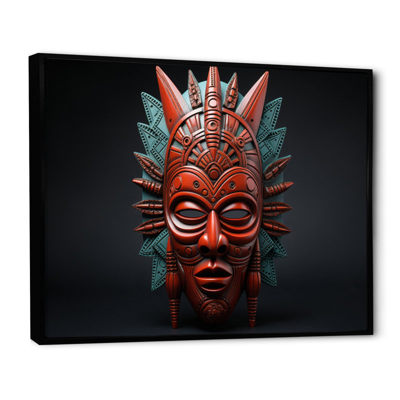 Cimora, masque tribal africain Makonde II, reproduction sur toile, H 16 po x l 32 po x P 1 po, Cadre flottant noir