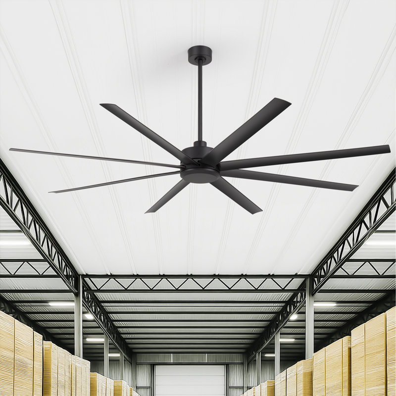 Ventilateur de plafond standard à 8 pales 65 pouces avec télécommande Ilette, Noir, 84"