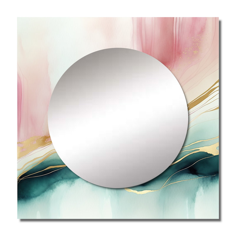 Furkat - Grand miroir mural carré décoratif en marbre pour chambre à coucher, 29 po x 29 po