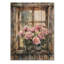 Pivoines par la fenêtre de la ferme II - décoration murale en bois de pivoines - sur bois de pin naturel-1744799929