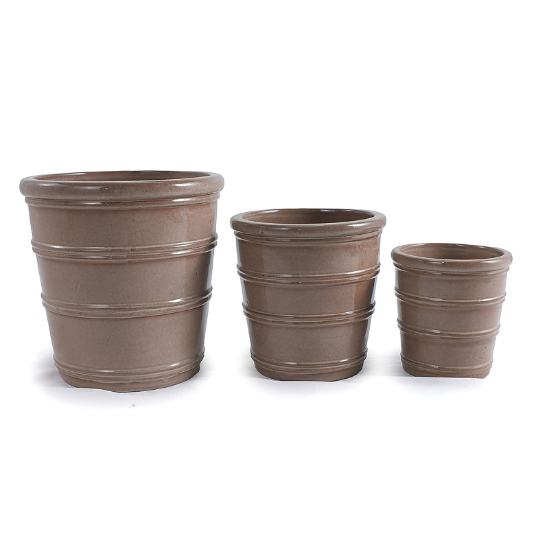 3 pots de fleurs en céramique, pot de fleurs moderne, Jaune
