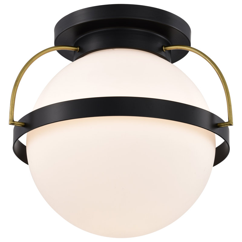 Plafonnier encastré en verre Orleans, Noir mat, H 15,63 po x l 18 po x P 18 po
