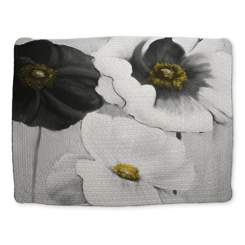 Floral Braided Polyester Placemat | Assorted White Flowers Decor
