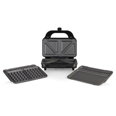 Tower 3-in-1 Deep Fill Sandwich Maker with Interchangeable Waffle Plates, Stainless Steel