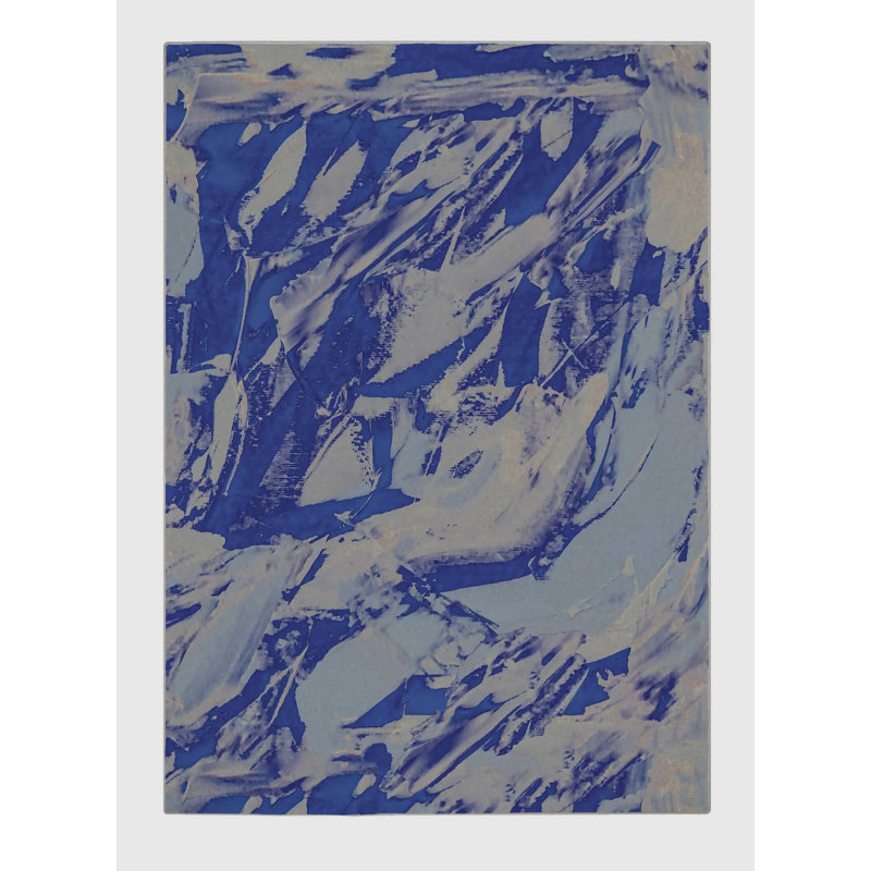 Tapis bleu en polyester tissé à la machine bleu de cobalt, Rectangle 2 pi x 3 pi