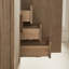 Meuble-lavabo autoportant en bois massif café clair avec plateau blanc-117792609