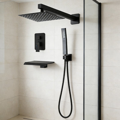Shower Faucet Set With Rain Shower Head And Handheld Spray