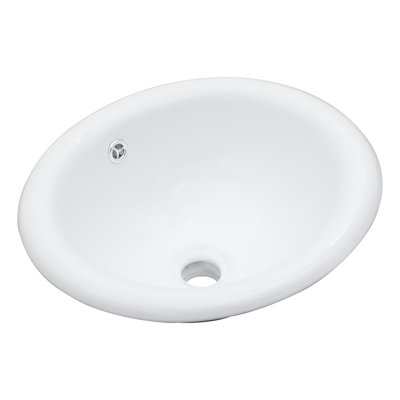 17"L x 15.5" W Drop-In Bathroom Sink White Ceramic Porcelain Oval Bathroom Sink Semi Recessed Sink