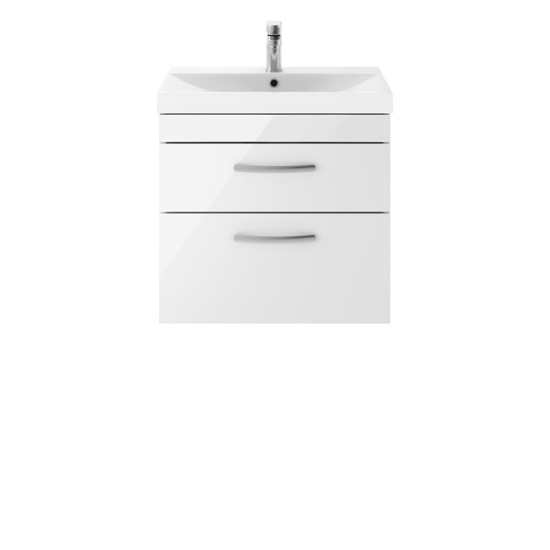 610mm Single Bathroom Vanity with Integrated Ceramic Basin, Gloss White