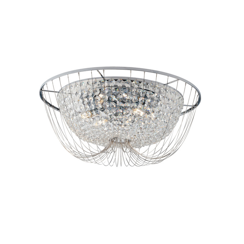 Graf Flush Mount, Chrome, 6 Lights, 24cm H x 60cm W x 60cm D