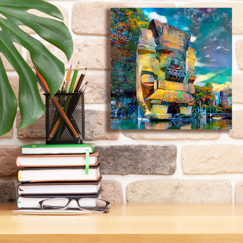  «Mexico City Tlaloc» par Pedro Gavidia, art mural sur toile, 12 po x 12 po