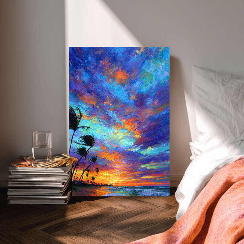 «Coastal Modern Tropical Sunset Sunset», impression sur toile texturée - Urban Studio, 18 * 12 pouces (45 * 30 * 2cm)