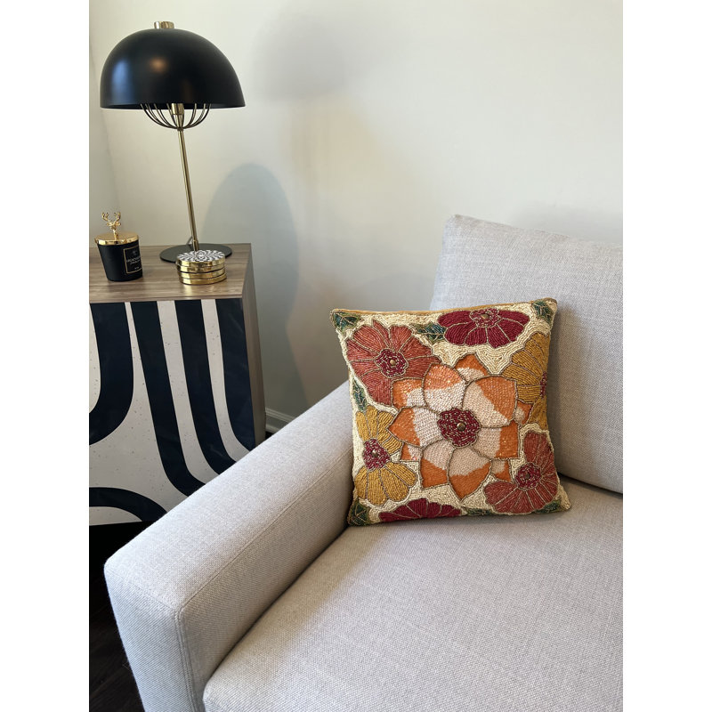  Beaded Square Pillow Cover & Insert