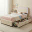 Structure de lit simple / double / grand avec 2 tiroirs de rangement, lit plateforme tapissier, support à lattes en bois massif pour enfants et adolescents-256104050-256104061