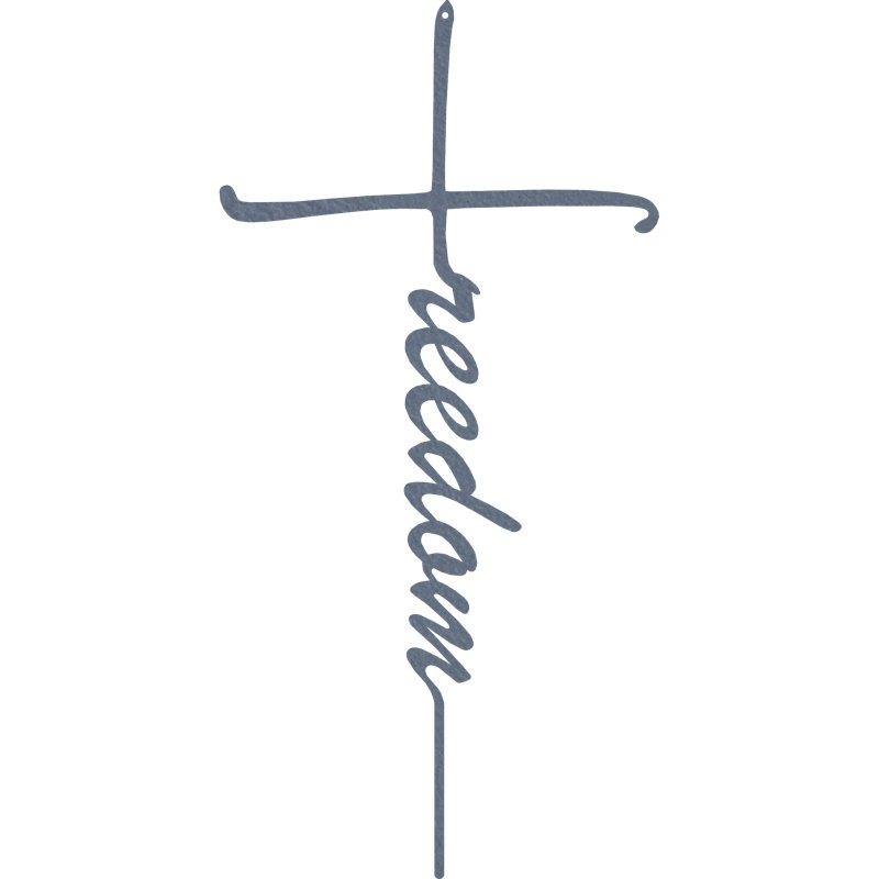 Freedom Cross Wall Décor, Silver, 23" H x 11.5" W x 0.06" D