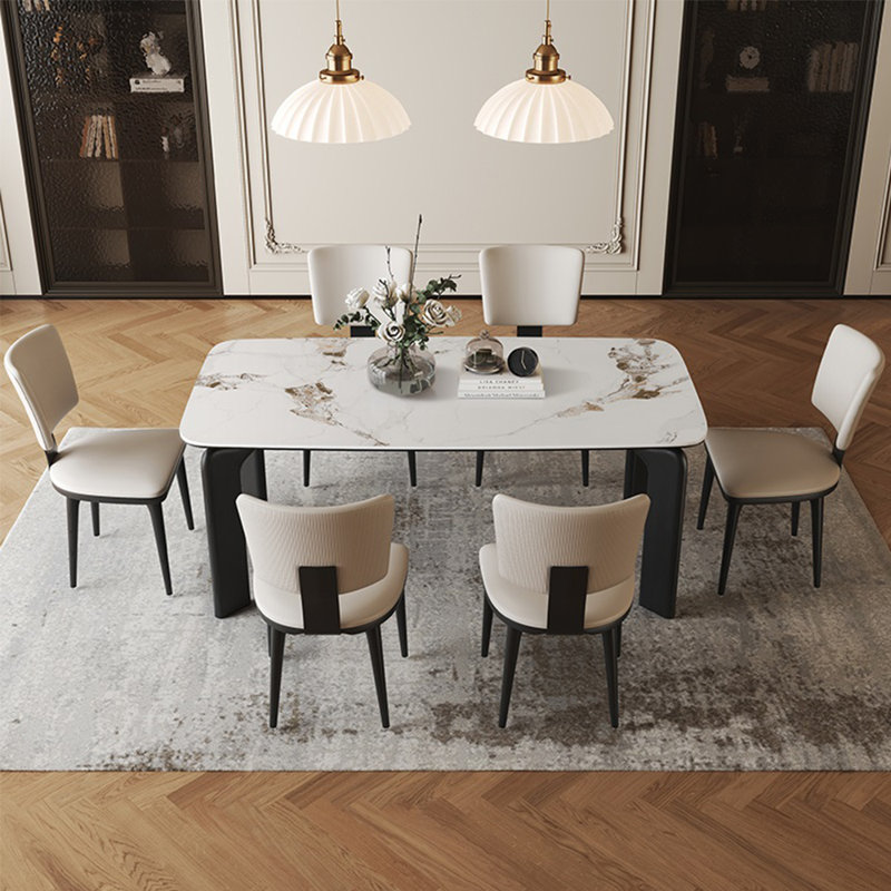 European vintage rectangular dining table set, 29.5"H x 63"L x 31.5"W