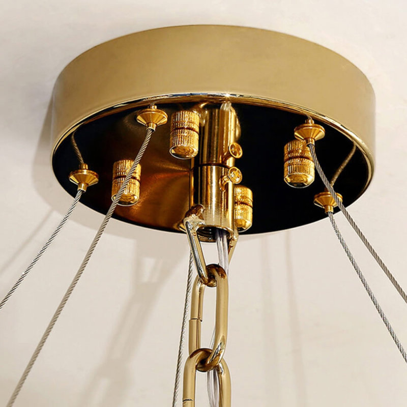 Lustre tambour clair avec accents de cristal modernes et luxueux, Transparent, 23" Diameter x 16" Height, Or brossé