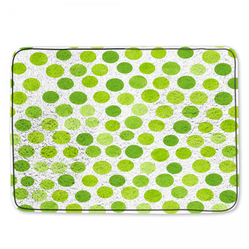 Motif de tapis de bain à pois moderne pour salle de bain, Simple - L 24 po x l 17 po, Pois vert clair