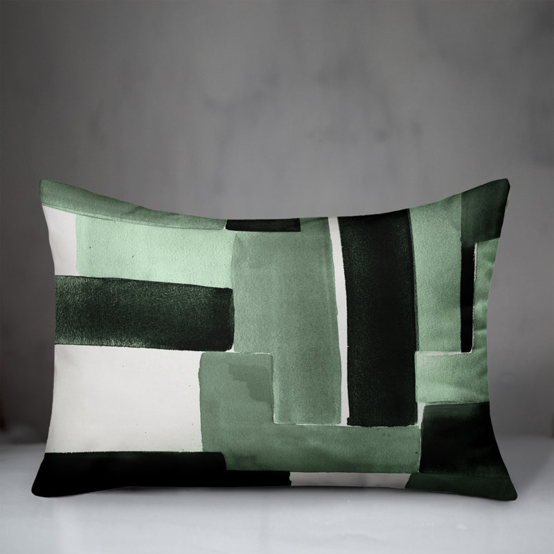Dulzaides Abstract Outdoor Reversible Throw Pillow, Green