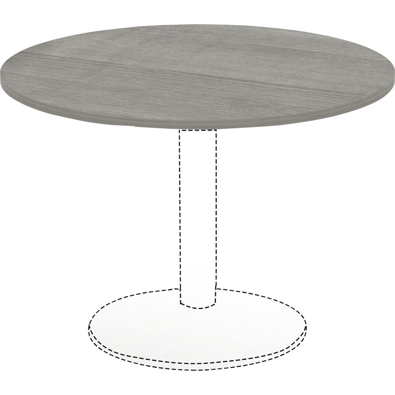 Plateau de table de conférence rond, 48" W, Gris anthracite patiné