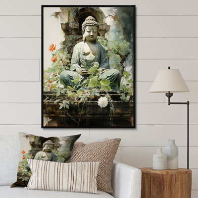 Art bouddhiste vert, art bouddhas sur toile