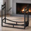 Black Large Wide Firewood Log Stand, Heavy-Duty Log Storage Rack with Removable Kindling Holder and 4-Piece Fireplace Tool Set, Indoor & Outdoor Fireside Organiser