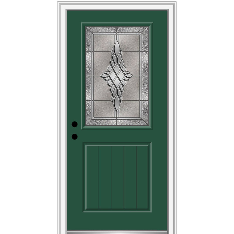 Porte d'entrée pré-montée en panneau de fibre de verre 1/2 panneau Grace Grace, S'ouvre à droite vers l'intérieur