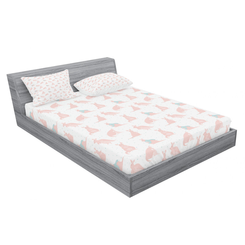 Microfiber Patterned Fitted Sheet, Queen Fitted Sheet with 2 Pillowcases