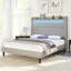 Très grand lit plateforme tapissier 50 "avec lumières DEL Cendi, blanc-1083879649-1083879651