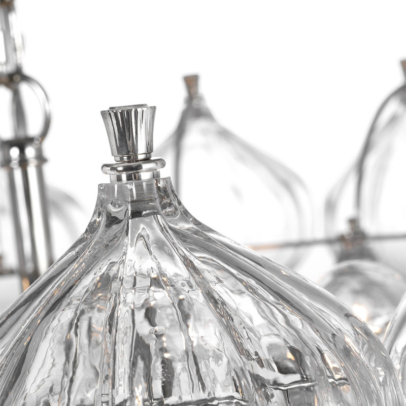 Julie Neill Caselli 36" Basket Chandelier with Clear Glass, Clear, Polished Nickel