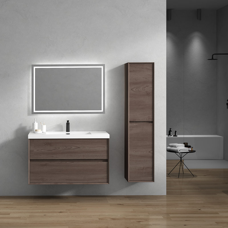 Seavy 41.7'' Single Bathroom Vanity with Acrylic Top, Red