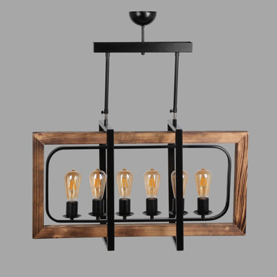 6 - Light Brown/Black Kitchen Island Pendant