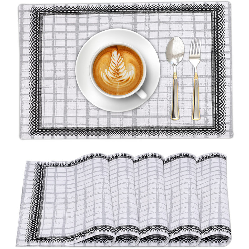 Ruvanti Ikat Check Cotton Rectangle Placemats Set of 6
