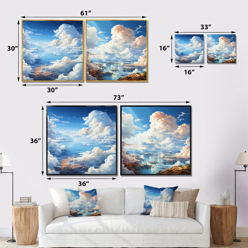 «Sky View The Art Of Clouds I», ensemble de 2 impressions sur toile, Toile tendue, H 16 po x l 33 po x P 1 po