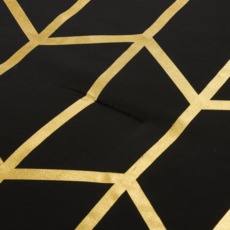 7-Piece King Size Metallic Geometric Comforter Set, Modern Gold Foil Chevron Bedding on Black, All-Season Microfiber Bed in a Bag with Sheets and Pillow Shams