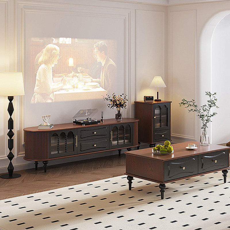 French luxury retro TV cabinet coffee table set